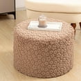 thumbnail image 6 of Round Plush Stuffed Ottoman Pouf - Ultra-Soft Furry Ottoman Foot Rest with High-Density Foam Filling, 20" x 14" Multi-Functional Floor Pouf for Living Room, 6 of 8