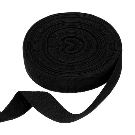 Uxcell Cotton Twill Tape Ribbon 3/4" 11 Yard Herringbone Webbing Tape, Black