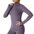 thumbnail image 2 of BUIGTTKLOP Sun Protection Jackets for Women Long Sleeve Lightweight Zip up Yoga Jacket Cropped Slim Fitted Athletic Tops with Thumb Hole, 2 of 6