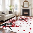 thumbnail image 2 of Red Flowers Area Rugs 5'x7', Washable Small Throw Rugs for Laundry Room Playroom, Chinese Plum Traditional Ink Painting Indoor Outdoor Rug Non-Slip Low Pile Carpet Runner Reversible Floor Mats, 2 of 8