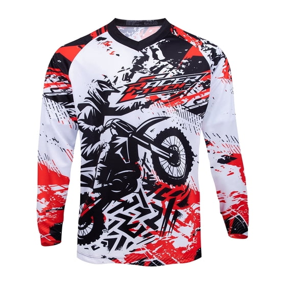 Mountain Bike Jersey Mens Long Sleeve Motocross Jersey Cycling Jersey Breathable Quick Dry Downhill BMX Off-Road