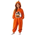 thumbnail image 3 of jiaxiM Printed Onesie, Zip Jumpsuit, Halloween Sleep Outfit, Cartoon Pumpkin Graphic Plush One Piece, Breathable Indoor Wear, 3 of 4