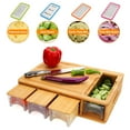 thumbnail image 2 of Chopping Board with Containers, Large Bamboo, Carving & Cutting Board with Juice Grooves, Easy-Grip Handles & Food Sliding Opening, with Trays, 2 of 4
