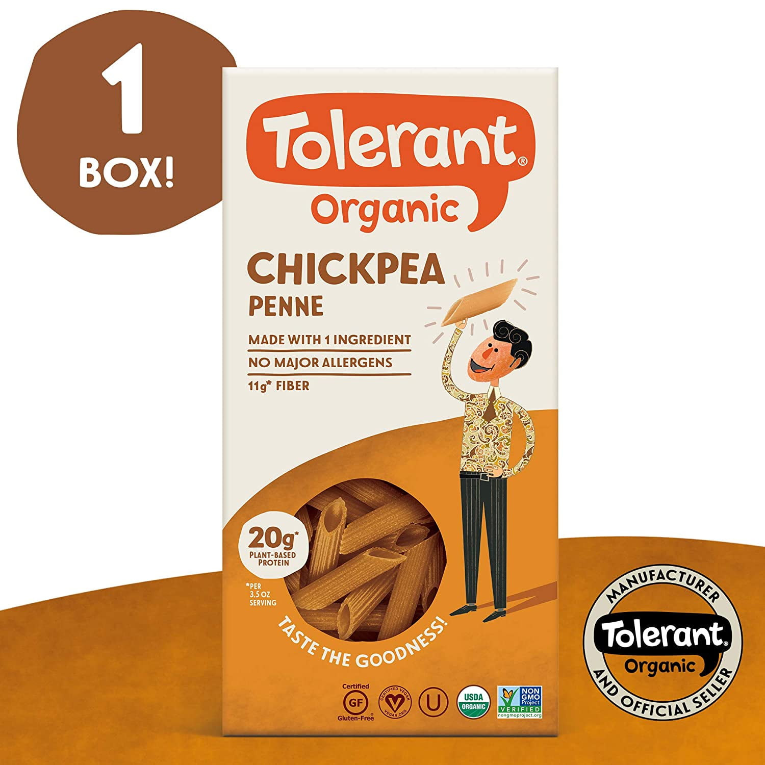 Tolerant Organic Gluten Free Chickpea Penne Pasta, One 8