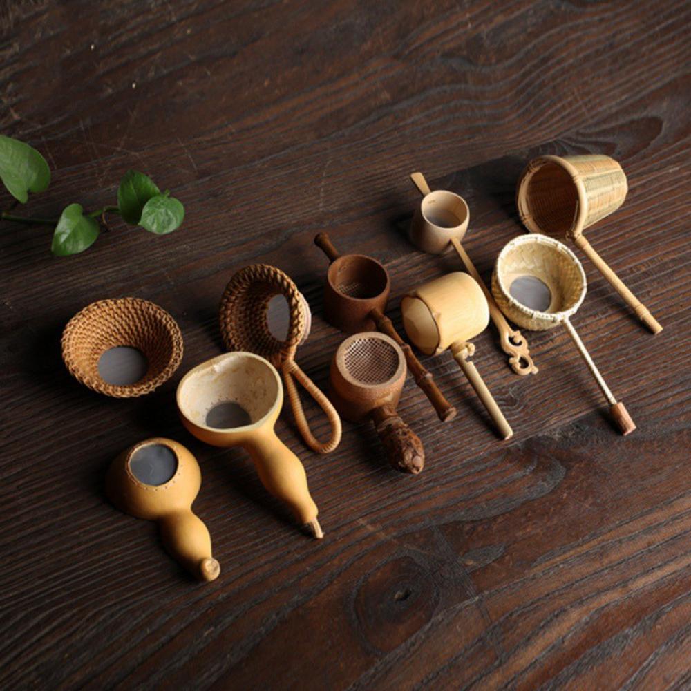 Portable Tea Strainers,Bamboo Rattan Gourd Shaped Tea Leaves Funnel for Tea Table Decor Tea Ceremony Accessories - image 4 of 7