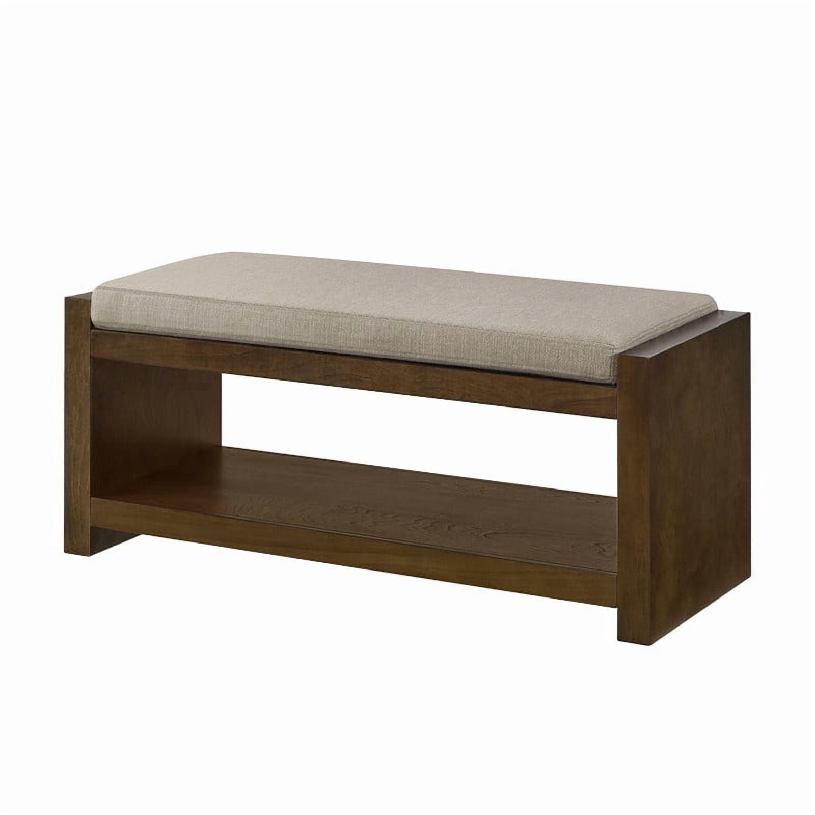 40" Entryway Shoe Rack Bench with Storage Shelf, Upholstered Bench Seat with Removable Cushion, Wooden Shoe Storage Bench for Entryway Hallway Bedroom Living Room,Linen