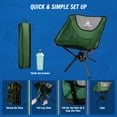 thumbnail image 6 of Wakeman Outdoors Camping Chair - Lightweight Backpacking Chair, Green, 6 of 21