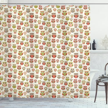Ambesonne Owls Shower Curtain, Retro Flowers, 69"Wx70"L, Multicolor