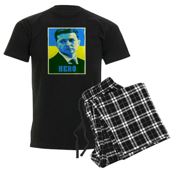 CafePress - Ukrainian President Zelenskyy Ukraine Flag Pajamas - Men's Dark Loose Fit Cotton Pajama Set