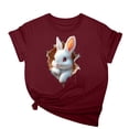 thumbnail image 1 of Tops de Cuello Alto para las Mujeres Amante Impreso Camiseta Cuello Redondo Manga Corta, Poliéster Spandex, 1 of 7
