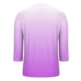thumbnail image 3 of Generic Womens 3/4 Length Sleeve Tops Loose Fit Soft V Neck Trendy Gradient Color Business Casual Beach Oversize T Shirts, 3 of 5
