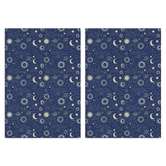 2 Pcs Funny Kitchen Towels,Dark Blue Celestial Pattern Microfiber Dish Towels,Kitchen Tea Towels,Kitchen Towel Set (18" X 26")
