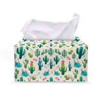 ZUXONGSY Cactus Tissue Box Covers Decorative Rectangular Tissue Box Covers with Buttons Modern PU Leather Tissue Box Holder Easy to Install Tissue Organizer Case Stylish Home Decor
