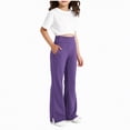 thumbnail image 2 of mgoYE Girls Flare Leggings for Toddler High Waisted Bell Bottom Sports Yoga Pants for Kids Athletic Bootcut with Pockets(Purple,6-7 Years), 2 of 5