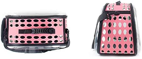 Pet Bag, Dog Transparent Carrier Cage EVA Portable Outdoor Travel Bag Cat Dog Handbag Backpack (L, Pink)