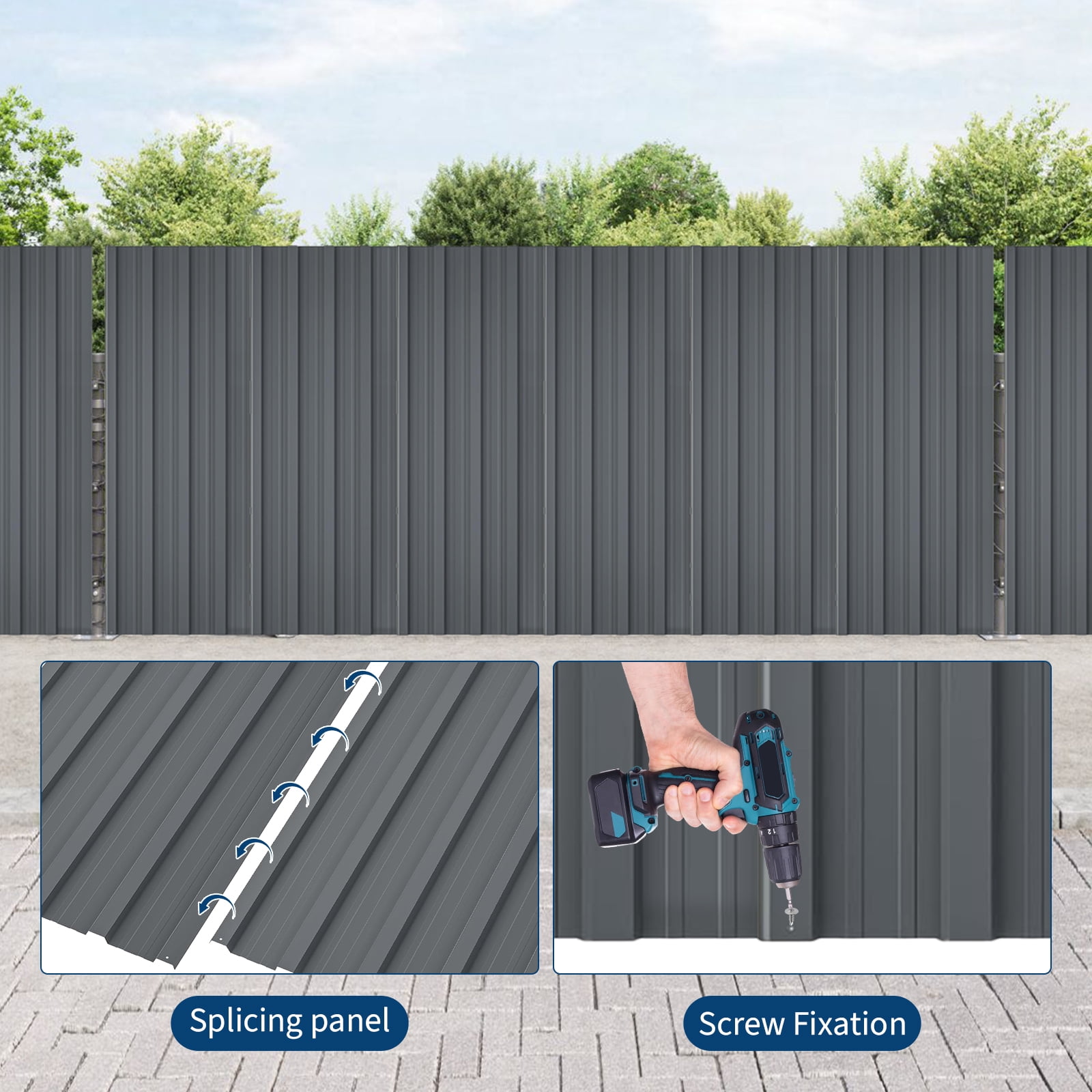 20 Pcs Metal Roofing Panels, 3.54 Ft Corrugated Galvanized Steel Roofing Panels, Heavy Duty Metal Siding Panels with Screws for Pergola, Gazebo, Shed, Outdoor Storage, Chicken Coop, Patio,Garages