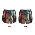 thumbnail image 3 of Yiaed Astronaut Cosmic Rainbow Print Women's Running Shorts with Liner 3 Zipper Pockets Elastic Workout Athletic Gym Yoga Shorts-, 3 of 7