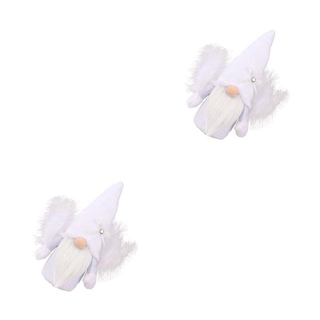 Matsuzay Muñeco sin rostro de gnomo de Navidad, decoración de de vacaciones artificiales, juguete de felpa larga de estilo bonito, Blanco 2piezas