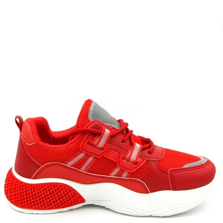 

Women Stylish Thick Sole Women Walking Sneakers Shoes Light Weight Red