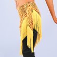 thumbnail image 6 of QHFBli Women's Sparkly Fringed Wrap Skirt, Tie Side Sequins Tassel Scarf Waist Towel for Belly Dance Festival Rave Party, 6 of 6