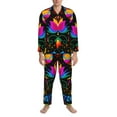 thumbnail image 3 of Uemuo Mexican Flower Traditional1 Pattern 2-Piece Loungewear Set - Men’s Soft Sleepwear, Cozy Winter PJs, Comfy Sleep Set-X-Large, 3 of 7
