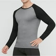 thumbnail image 2 of VSSSJ Mens Sport Compression Shirt Fitness Color Block Long Sleeve Raglan Shirt Comfortable Stretchy Breathable Workout Athletic Tops Gray XXL, 2 of 6