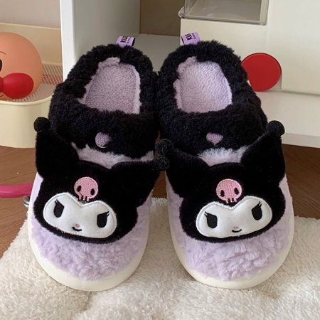 

Sanrio Hello Kitty Kuromi Cinnamoroll Cute Plush Shoes Slippers Women Home Cotton Slippers Warm Winter Girlfriend Christmas Gift