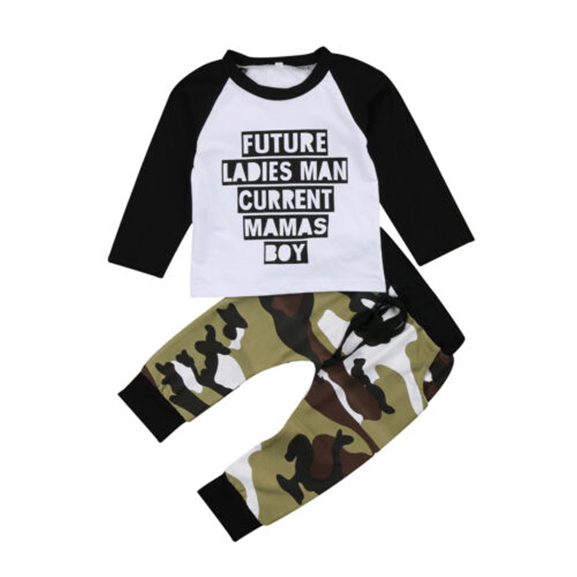 Fashion Clothes Camouflage T-shirt Tops Long Pants Boys Cotton Kids Outfits 2PCS