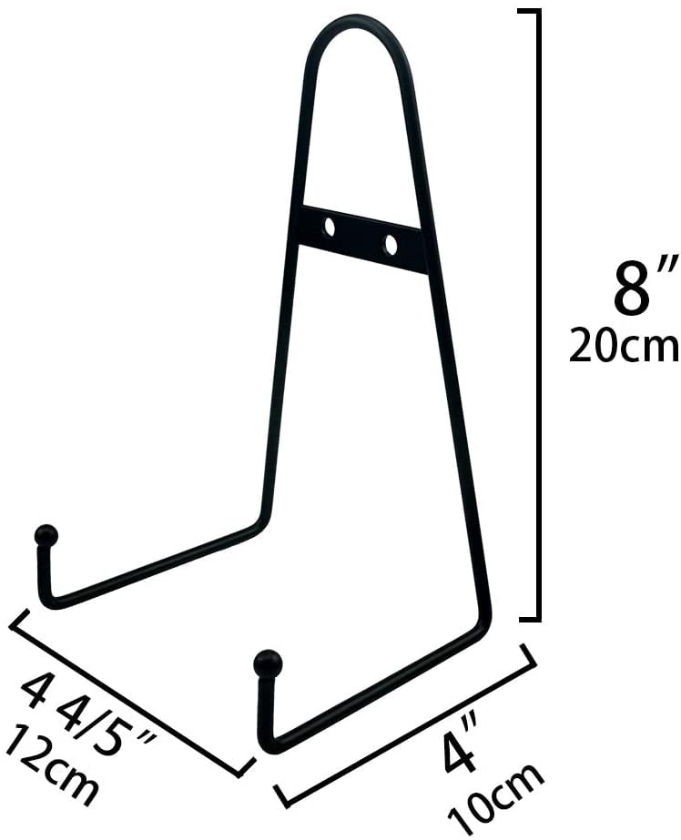 Artliving 8 Inch Large Black Metal Wall Mount Display Easel Plate Hanger Vertical Plate Stand Holders Picture Frame Stand for Wall