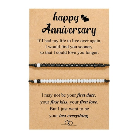 SUSHANG Set of Two Bracelets Pinky Promise Matching Bracelet for Couples Man Distance Relationship Gifts for Women Men Him Her Cute Couple Gifts