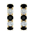 thumbnail image 2 of 1 1/10 Carat Black Diamond & White Diamond Hoop Earrings in 10K Yellow Gold, 2 of 3