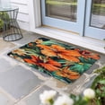 thumbnail image 2 of Burnt Orange Floral Doormat Outdoor Entrance 16"x24", Tropical Botanical Leaves Floral Absorb Moisture Dirt Door Mats, Non-Slip Rubber Backing Floor Mats Indoor, Low-Profile Front Door Rugs, 2 of 9