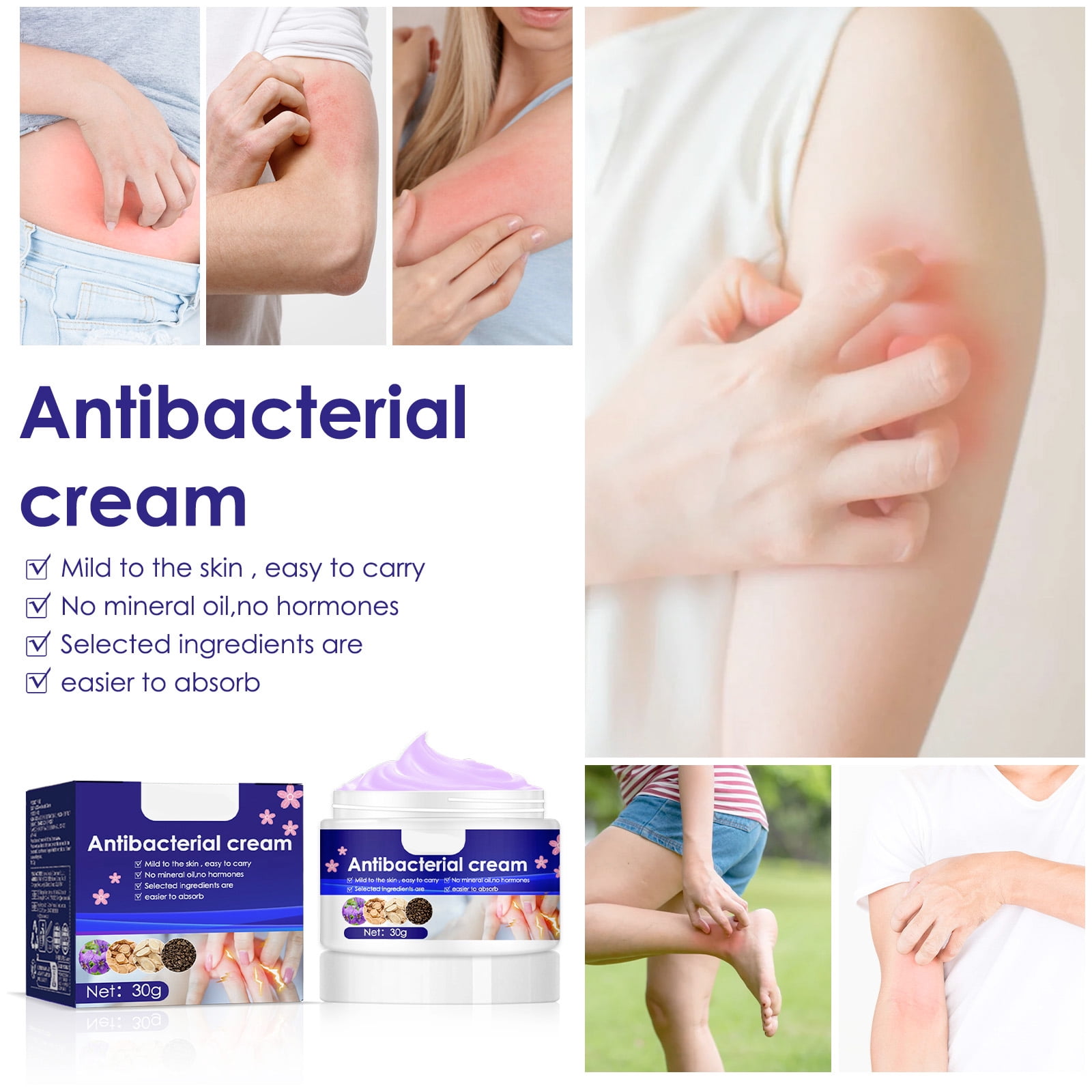 Alvantor Anti-Itch Cream for Relief from Mosquito Bites with Purple Flower Dichotoma, 1.05oz