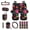 Black and Multi - Flower, variant on Leopard Print Car Accessories Seat Covers Full Set of 15, Soft Comfy Front and Rear Seat Cover with Safety Belt Pads Steering Wheel Cover Trash Can Car Air Vent Organizer