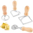 thumbnail image 1 of Ravioli Mold Dumpling Maker Ravioli Cutters - Juego de 4 (cortador de rodillo de mango corto, redondo pequeño, en forma de corazón, cuadrado) aleación de zinc y mango de madera brillar Electrónica, 1 of 5