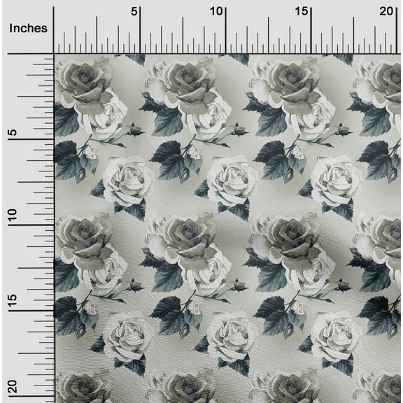 oneOone Polyester Spandex Light Gray Fabric Florals Diy Clothing Quilting Fabric Print Fabric By Yard 56 Inch Wide