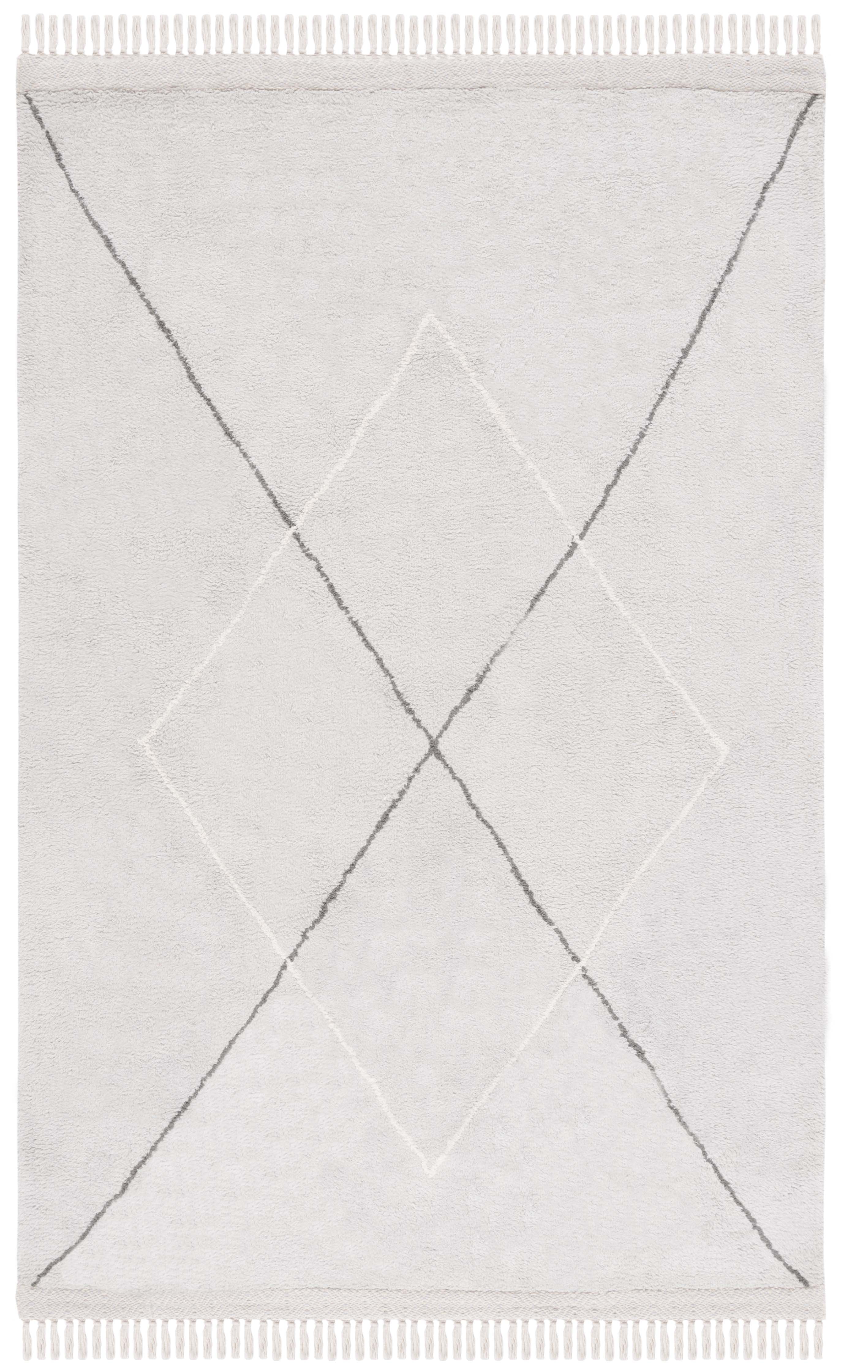 SAFAVIEH Easy Care Myrtle Cross Cotton Machine Washable Area Rug, Grey/Ivory, 8' x 10'