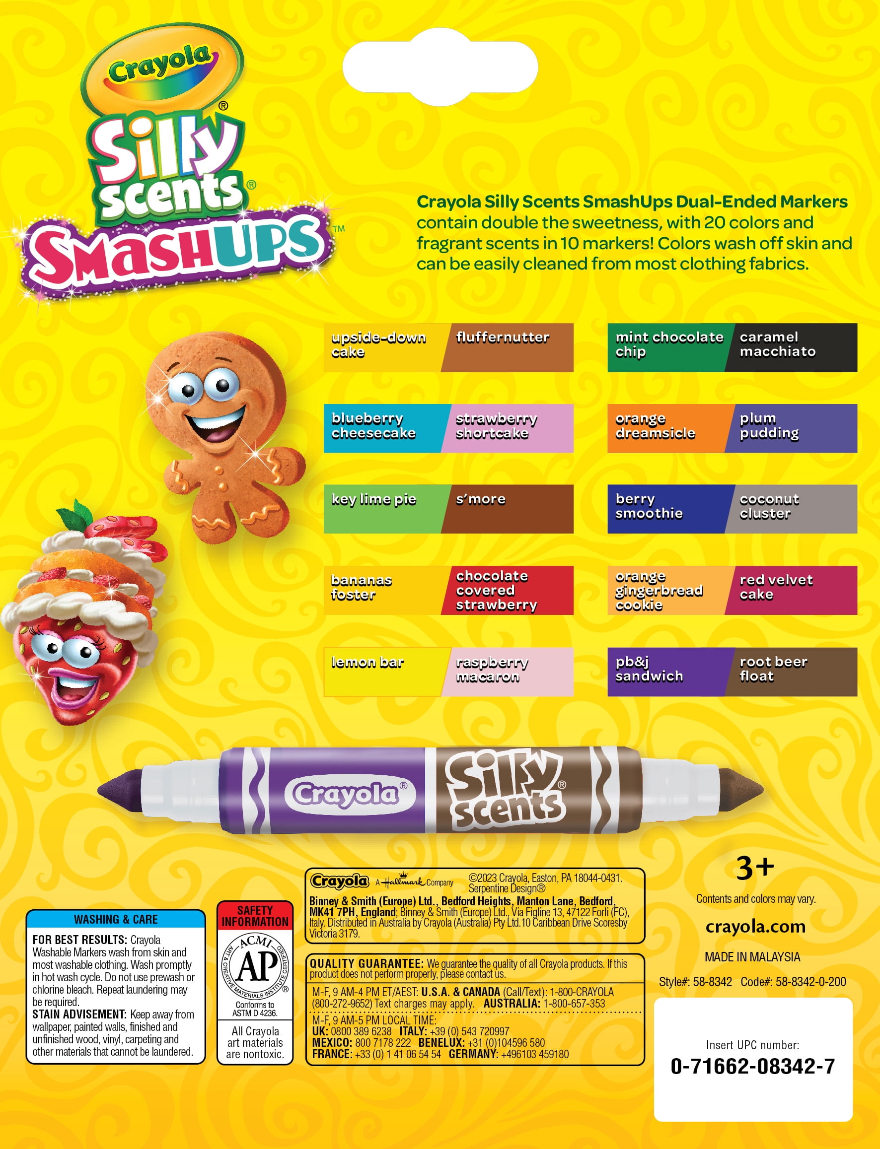 Silly Scents Smash Up Dual Ended Markers, Broad Tip, Assorted, 10/Pack