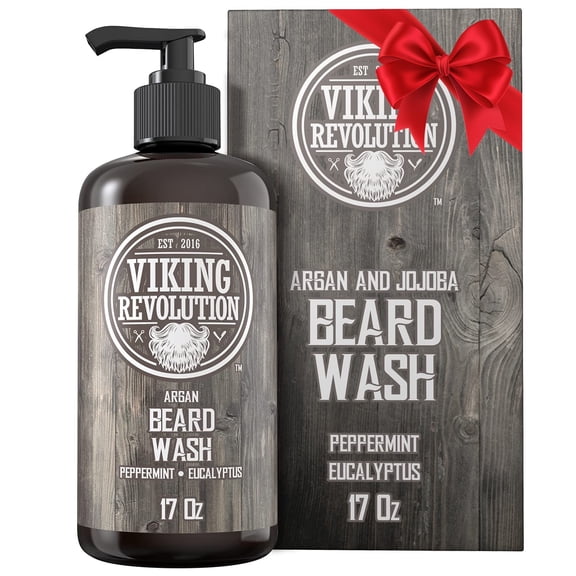 Viking Revolution - Beard Wash Shampoo - Natural Beard Wash - Valentines Day Gifts For Men - Peppermint & Eucalyptus, 17 Oz