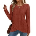 thumbnail image 6 of Dealovy Ribbed Knitted Sweaters for Women Crewneck Long Sleeve Swater Pullover Tops Womens Blouses Solid Color, 6 of 8