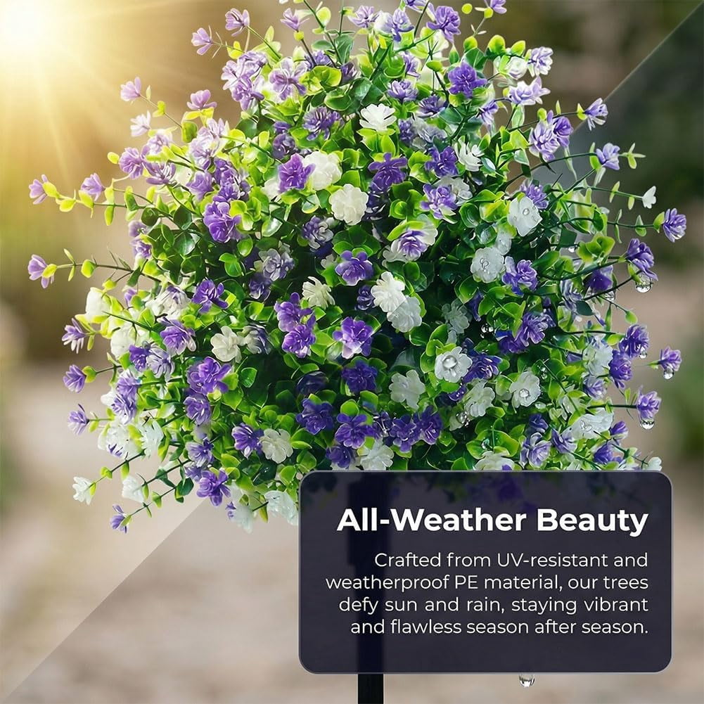 17.72 inches Artificial Potted Trees with Ground Stakes, UV-Resistant Artificial Flowers for Outdoors with Stakes, Indoor & Outdoor Decoration Decoratio, Home Garden Wedding Settings (4pcs)