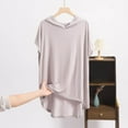 thumbnail image 2 of BLVB Oversized Hoodies for Women Short Sleeve Hooded Modal Pajama Tops Loose Comfy Sleep Shirts for Casual Lounge, 2 of 6