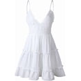 thumbnail image 5 of Piao Womens V-neck Spaghetti Strap Bowknot Backless Sleeveless Lace Mini Swing Skater Dress$women Dresses Tie Front V-neck Spaghetti Strap Sundress Su, 5 of 5