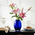 thumbnail image 2 of Majestic Gifts T-850-8 Classic clear 7.75 in. High Quality Glass Cobalt Barrel Vase, 2 of 5