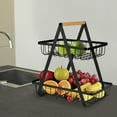thumbnail image 3 of 2-Tier Countertop Fruit Basket Storage, Kitchen Spice Rack Fruit Basket, Black, 3 of 7