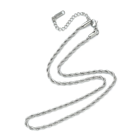 304 Stainless Steel Rope Chain Necklace for Men Women Stainless Steel color 15.98 inch(40.6cm)