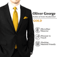 thumbnail image 2 of Mens Solid Color Formal Wedding Casual Necktie and Pocket Square Handkerchief Set For Suit or Tuxedo Gold, 2 of 5