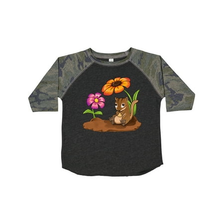 

Inktastic Cute Chipmunk on Lunch Break with Flowers Gift Toddler Boy or Toddler Girl T-Shirt