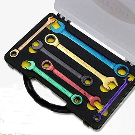 Color Dual-Use Ratchet Wrench Multifunction Flat Wrench Movable Hand Tools Set 8-19Mm (Size : 17Mm)