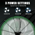 thumbnail image 6 of Industrial Fan 24" up to 8800 CFM, High Velocity Fan with 3 Speeds, Heavy Duty Blower Equipped Waterproof Cover, 360° Adjustment, Green, 6 of 9